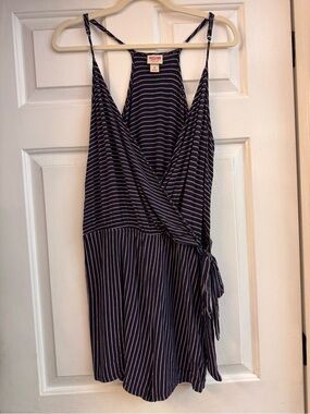 Mossimo Supply Co. Navy and White Striped Wrap Romper